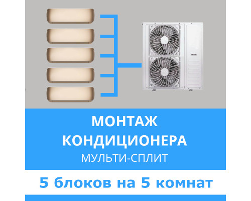 Стандартный монтаж мульти сплит-системы Midea на 5 блоков (на 5 комнат)